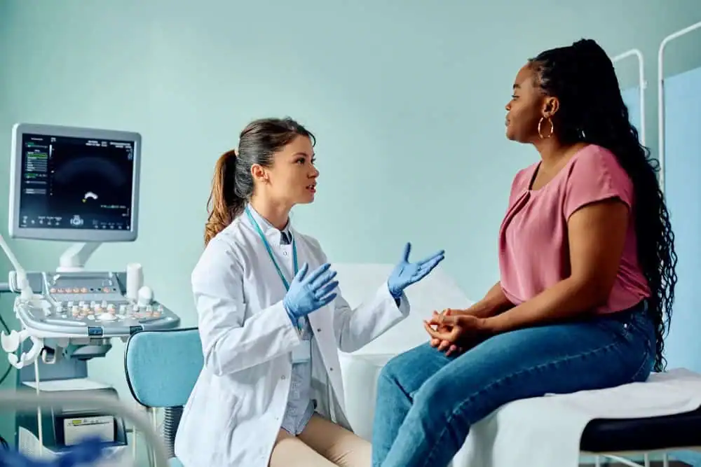 Woman have consultation about vaginal laxity Andover 	