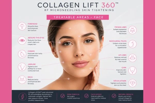 Collagen Lift 360 Andover 	 to show areas of the face